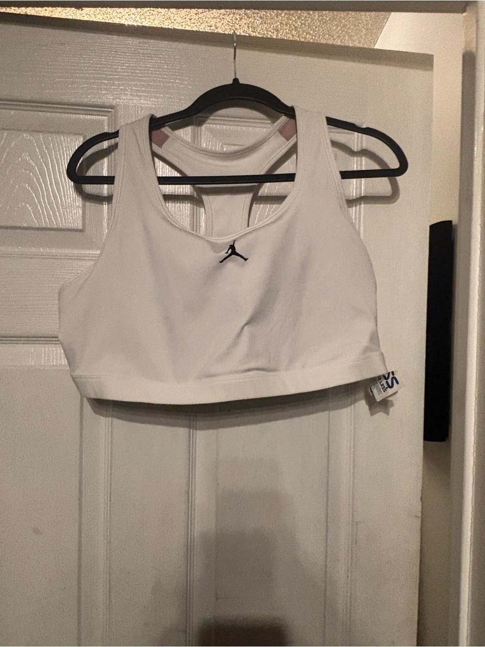 Nike White Racerback Sports Bra with Black Jumpman Logo